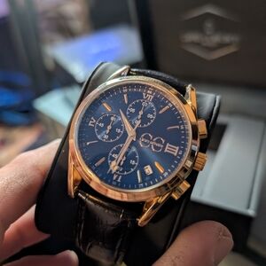 Luxury Black and Gold Men's Chronograph Watch